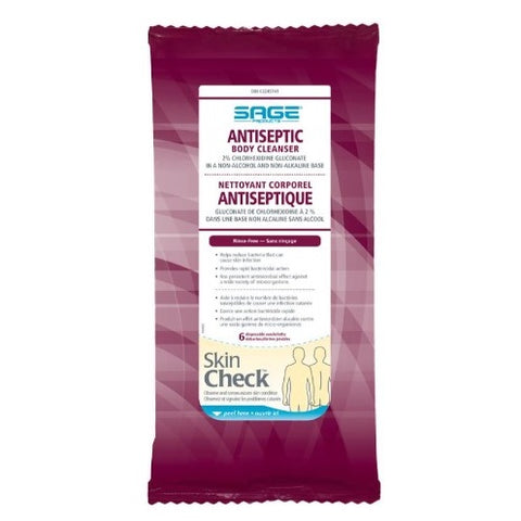 Sage Antiseptic Body Cleanser 2% Chlorhexidine Gluconate (CHG) Wipes